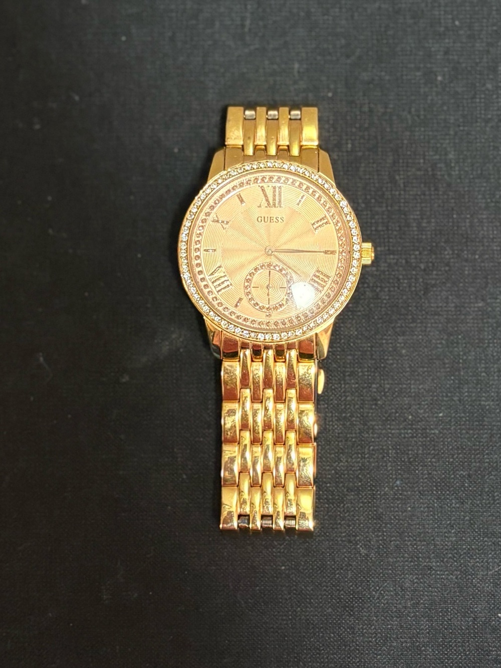 GUESS Rose Gold Crystal-Accent Linked Watch